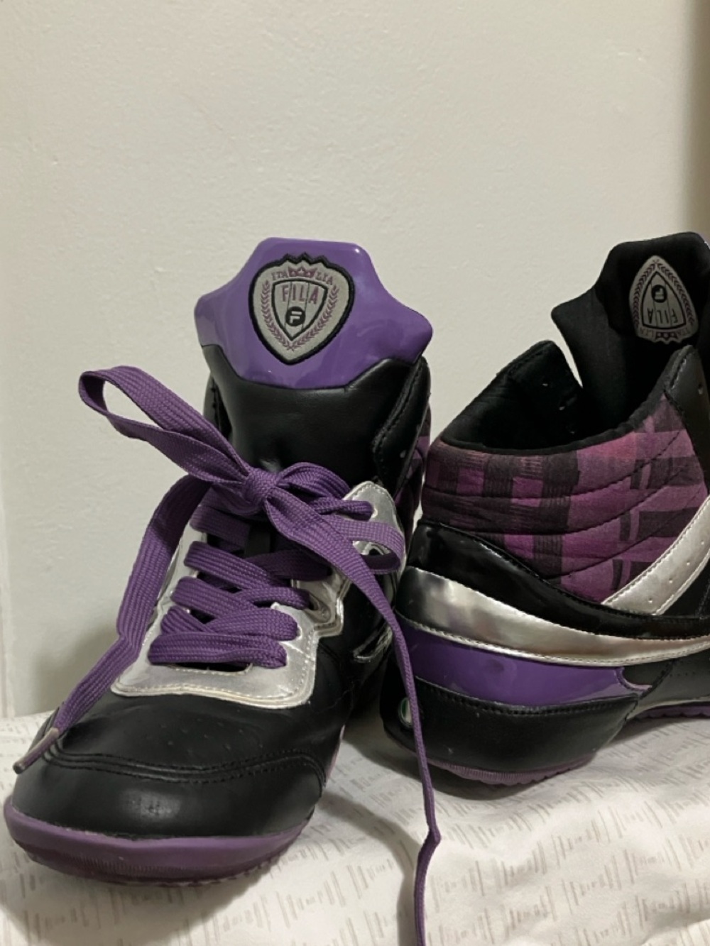 Fila Black, Purple & Silver High-Top Sneakers Vintage 2000s